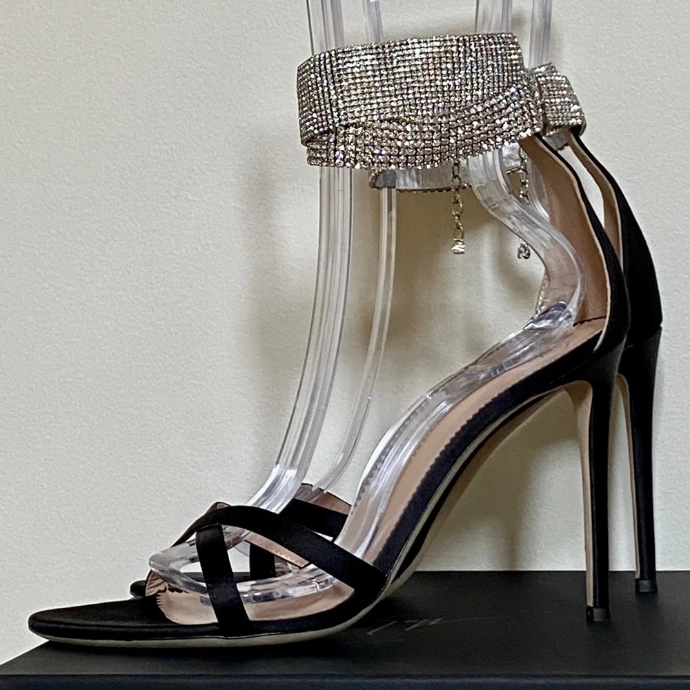 Giuseppe Zanotti Kanda Black Leather Stiletto Sandals New Size US11/IT41